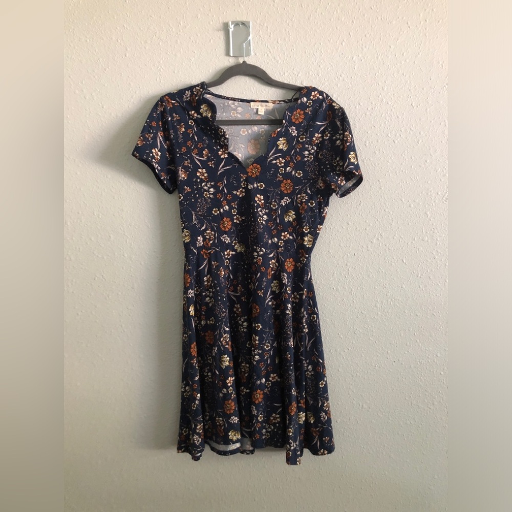 Nine Britton Pink and Blue Flutter Sleeve A-Line Mini Dress